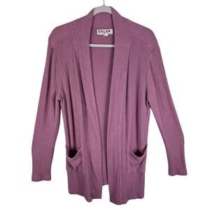 DOLAN West Coast Collection Mauve Oversized Open Ribbed Cardigan Pockets Size M